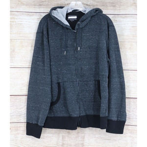 Simply Styled Mens Full Zip Hooded Jacket Size Large Charcoal Gray